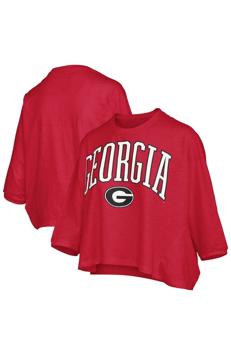 PRESSBOX Women's Pressbox Red Georgia Bulldogs Midi Arch Over Logo Oversized T-Shirt, Alternate, color, Red
