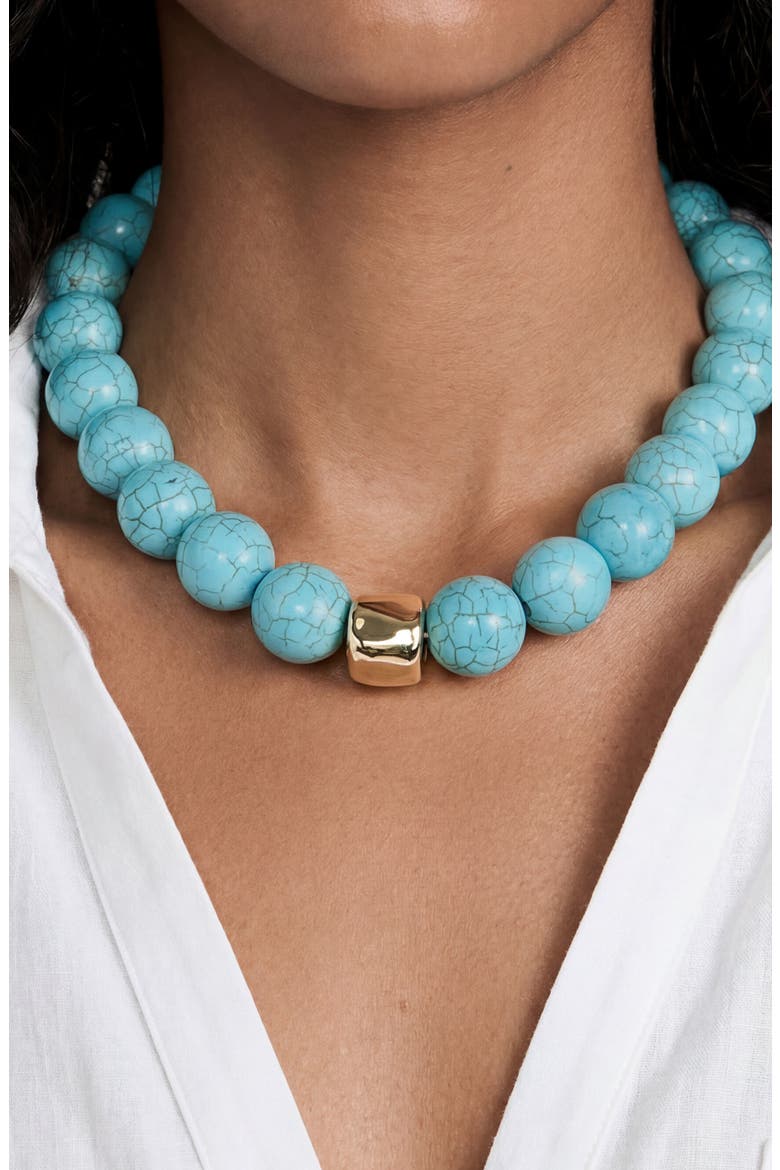 Chunky Beaded Necklace, Alternate, color, TURQUOISE