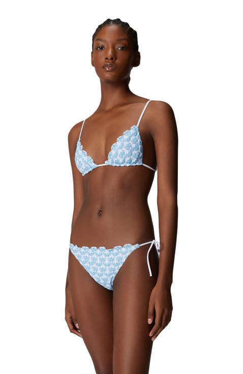Lace Triangle Bikini With Lamé