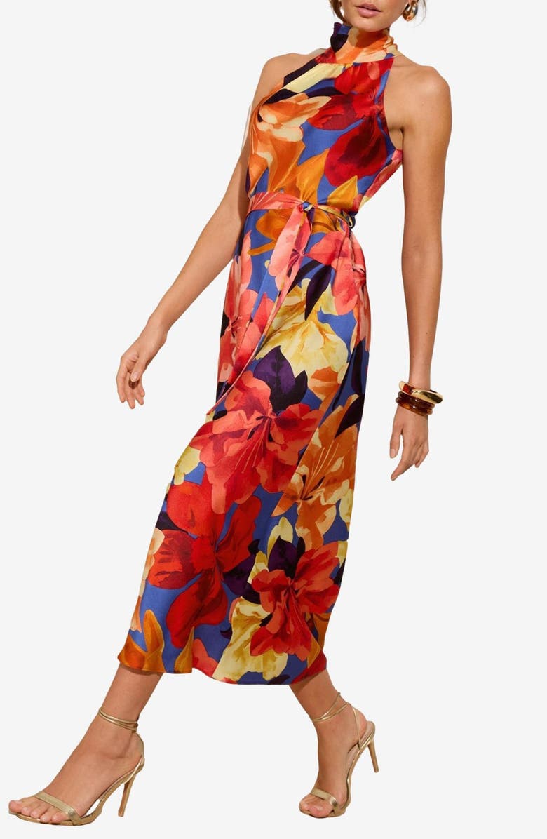 Friends Like These Print Sleeveless Midi Dress, Alternate, color, Blue
