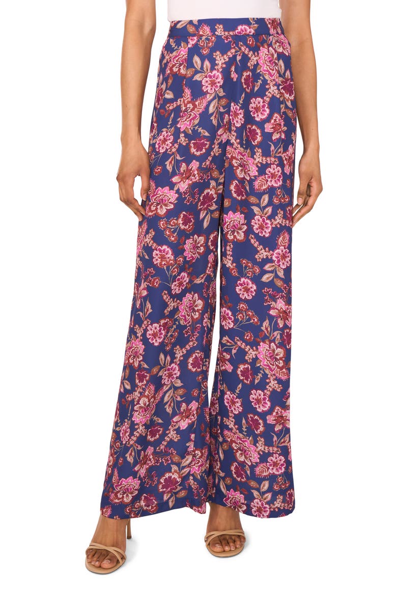 Floral Wide Leg Pants, Main, color, DEEP SKY