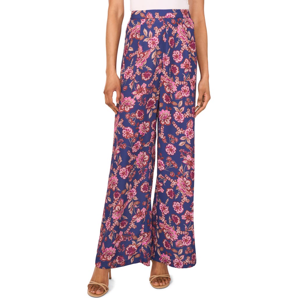 Vince Camuto Floral Wide Leg Pants In Blue