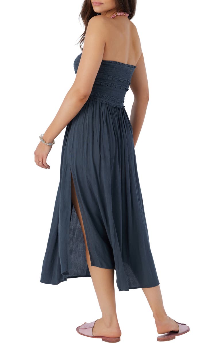 O'Neill Devyn Smocked Strapless Midi Dress, Alternate, color,