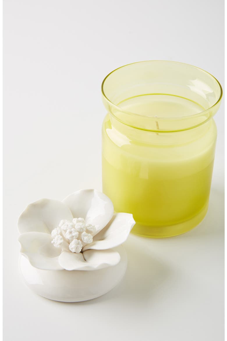 Anthropologie Spring's Eden Ceramic Flower Candle, Alternate, color, WILD HONEYSUCKLE FLOWER