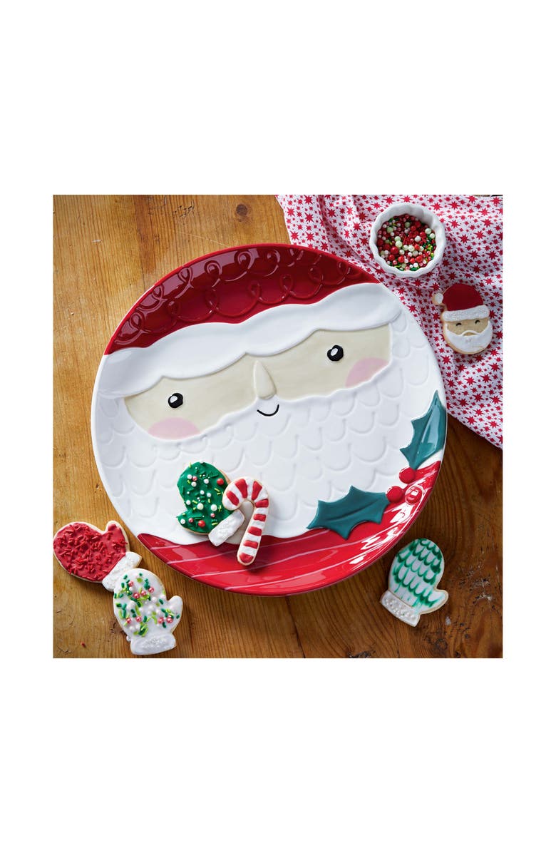 tag Santa Platter Multicolor Ceramic Serving for Christmas, Alternate, color, Multicolored