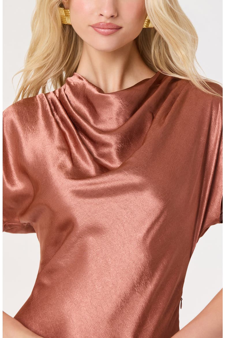 Sherrer Cowl Neck Satin Dress, Alternate, color, DUSTY CORAL