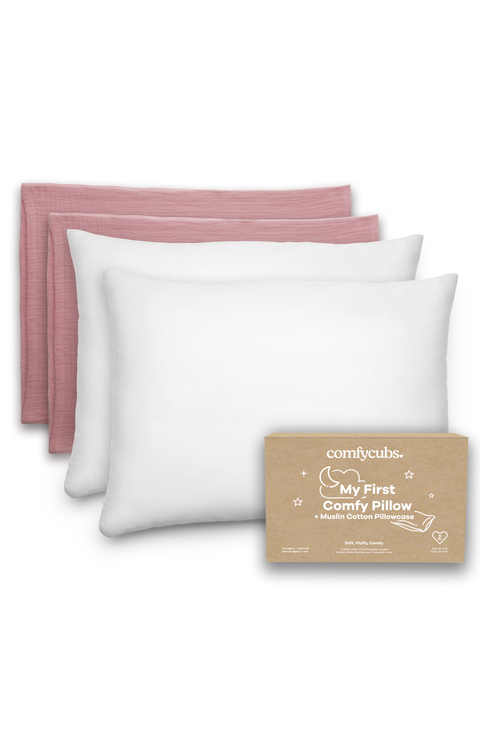 Toddler Pillows with Soft Muslin Pillow Case, Pack of 2