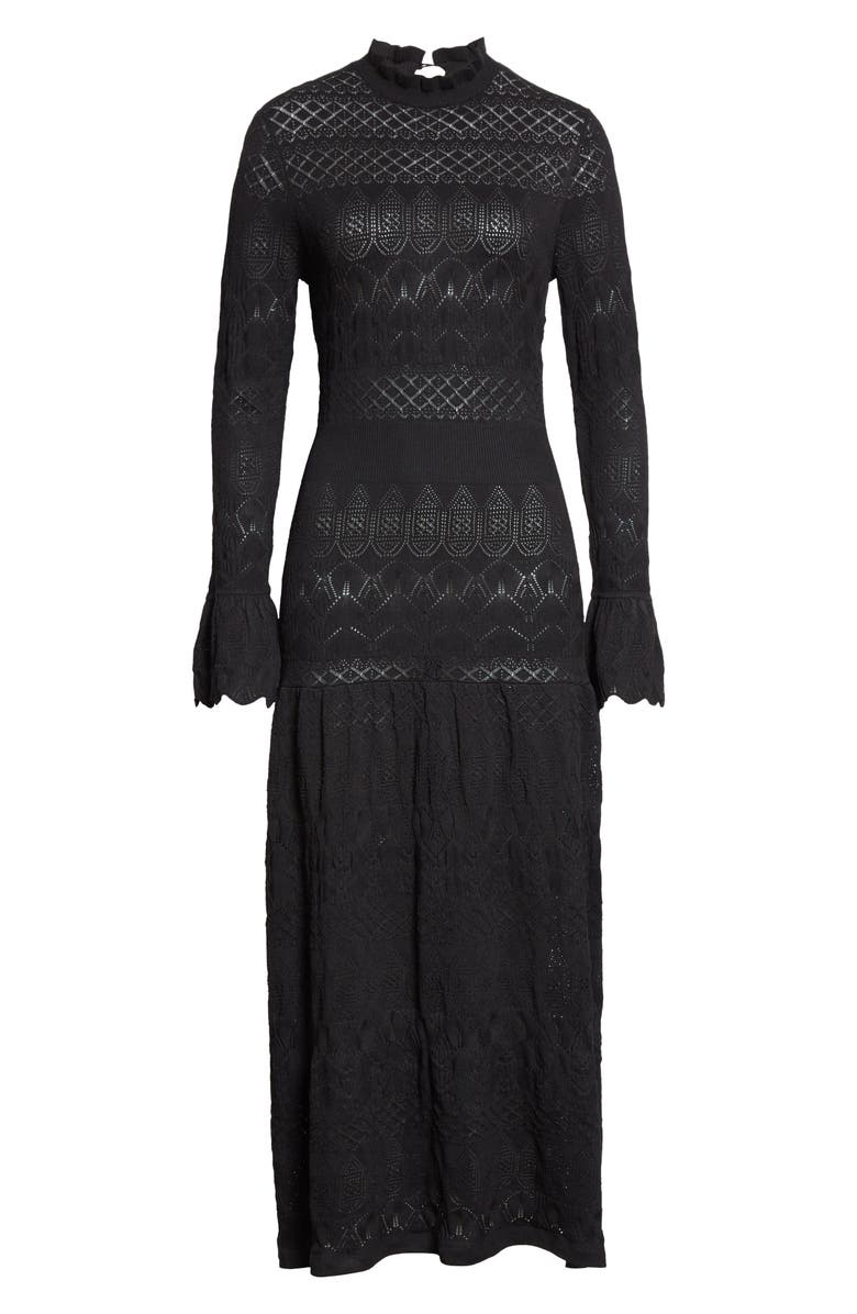 Haute Hippie Long Sleeve Pointelle Knit Maxi Dress, Alternate, color,