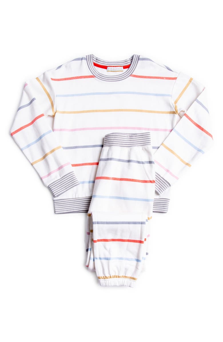 PJ Salvage Kids' Stripe Two-Piece Pajamas, Main, color,