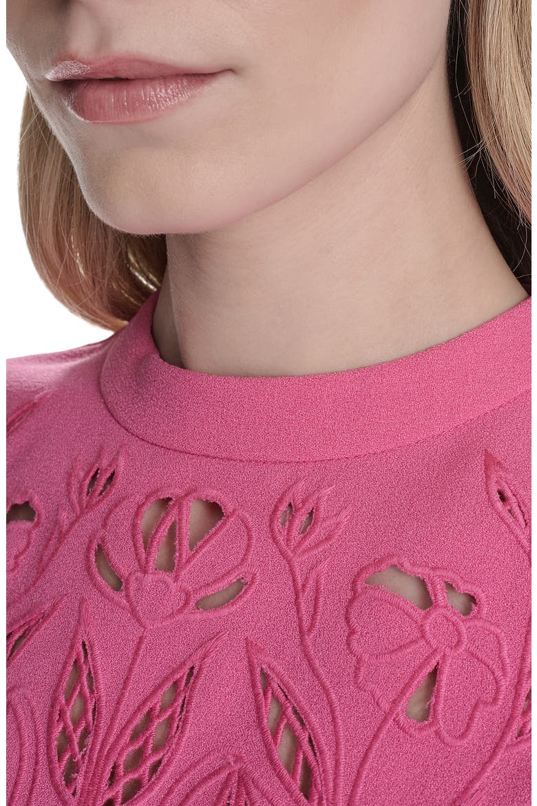 Floral Cutout Cap Sleeve Signature Stretch Crepe Dress, Alternate, color, HOT PINK