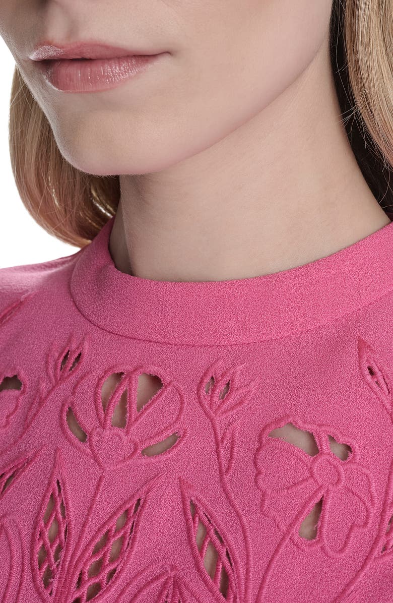 Vince Camuto Floral Cutout Cap Sleeve Signature Stretch Crepe Dress, Alternate, color, Hot Pink