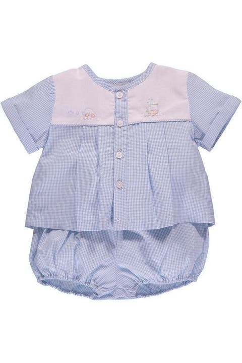 Boy Spring 2pc. Short Set Bubble Romper 9M - Baby
