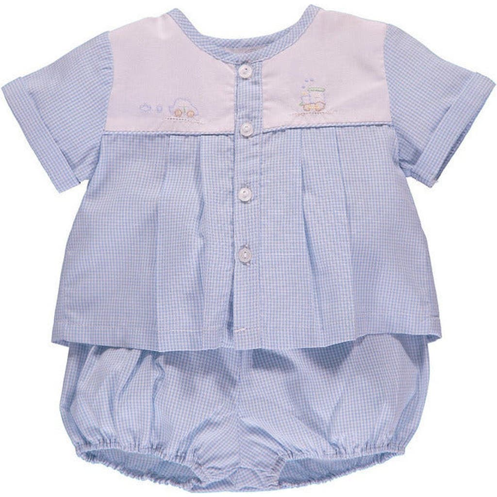 Carriage Boutique Babies' Boy Spring 2pc. Short Set Bubble Romper 9m In Blue