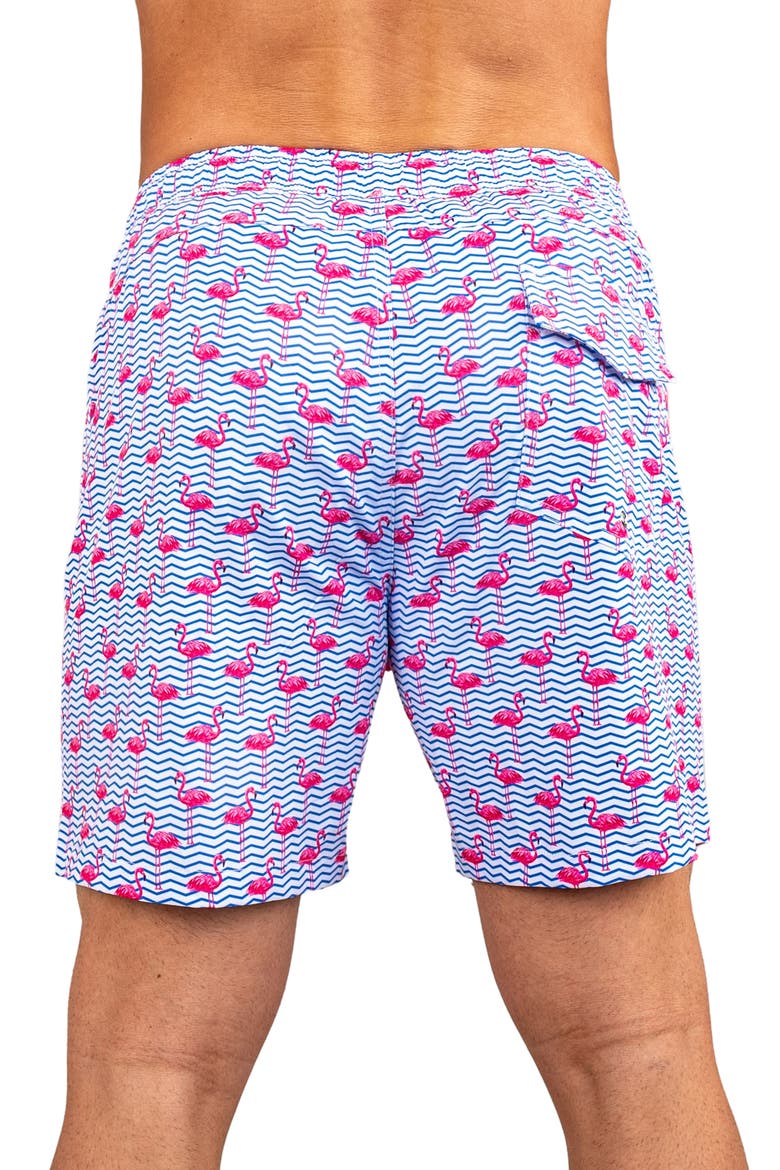 Swim Lion Flamingo Swim Trunks, Alternate, color, BLUE