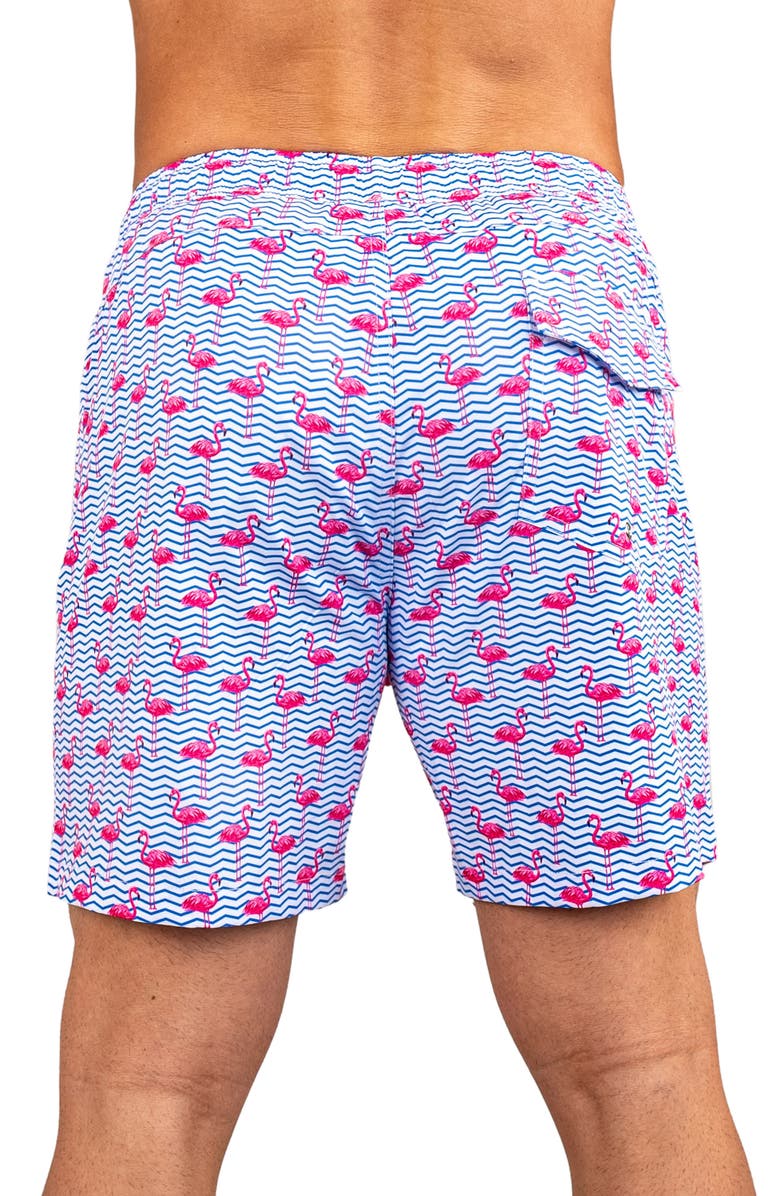 Maceoo Swim Lion Flamingo Swim Trunks, Alternate, color, Blue