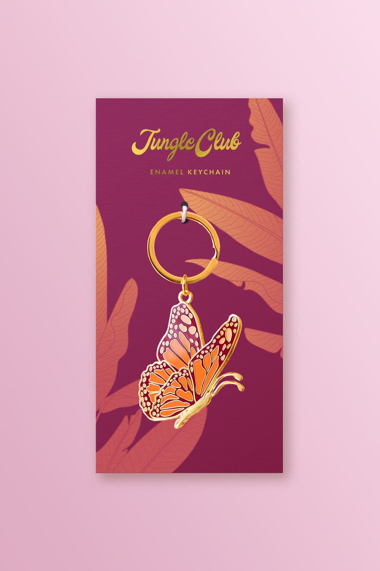 Butterfly Enamel Keychain, Alternate, color, Butterfly
