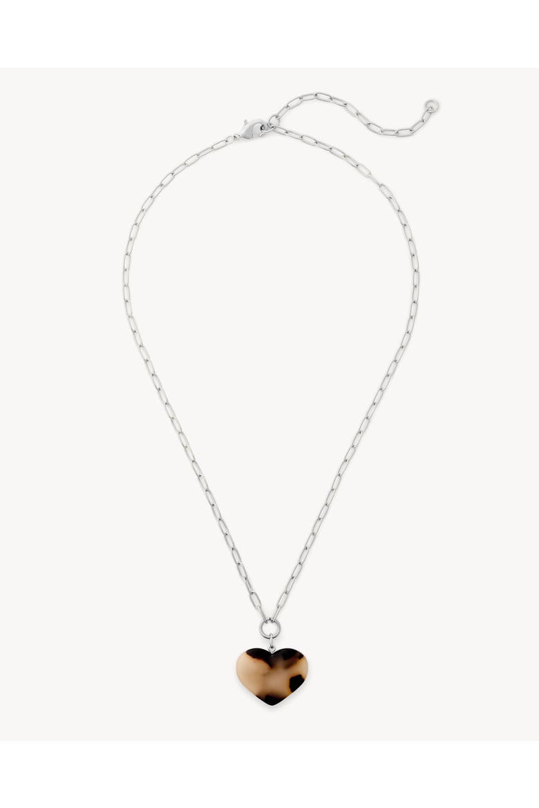 Midi Heart Pendant Necklace, Alternate, color, Blonde Tortoise