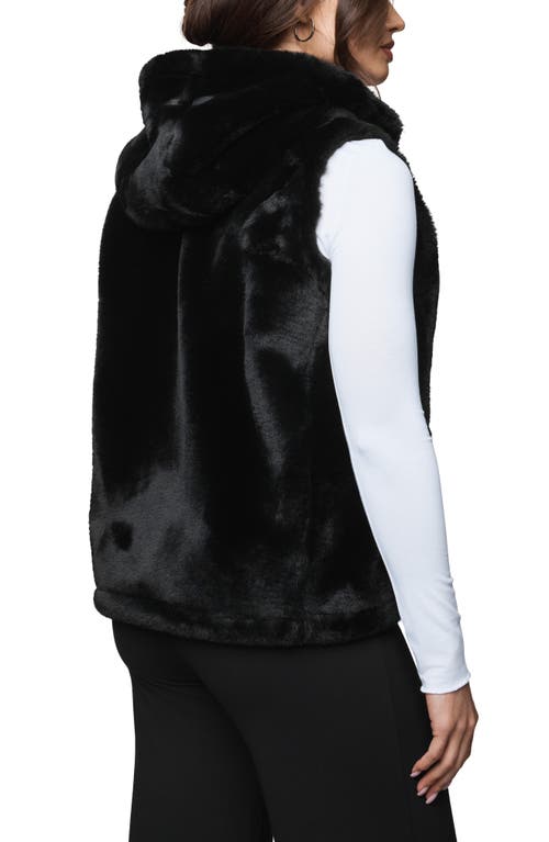 Splendid Lucia Hooded Faux Fur Vest In Black