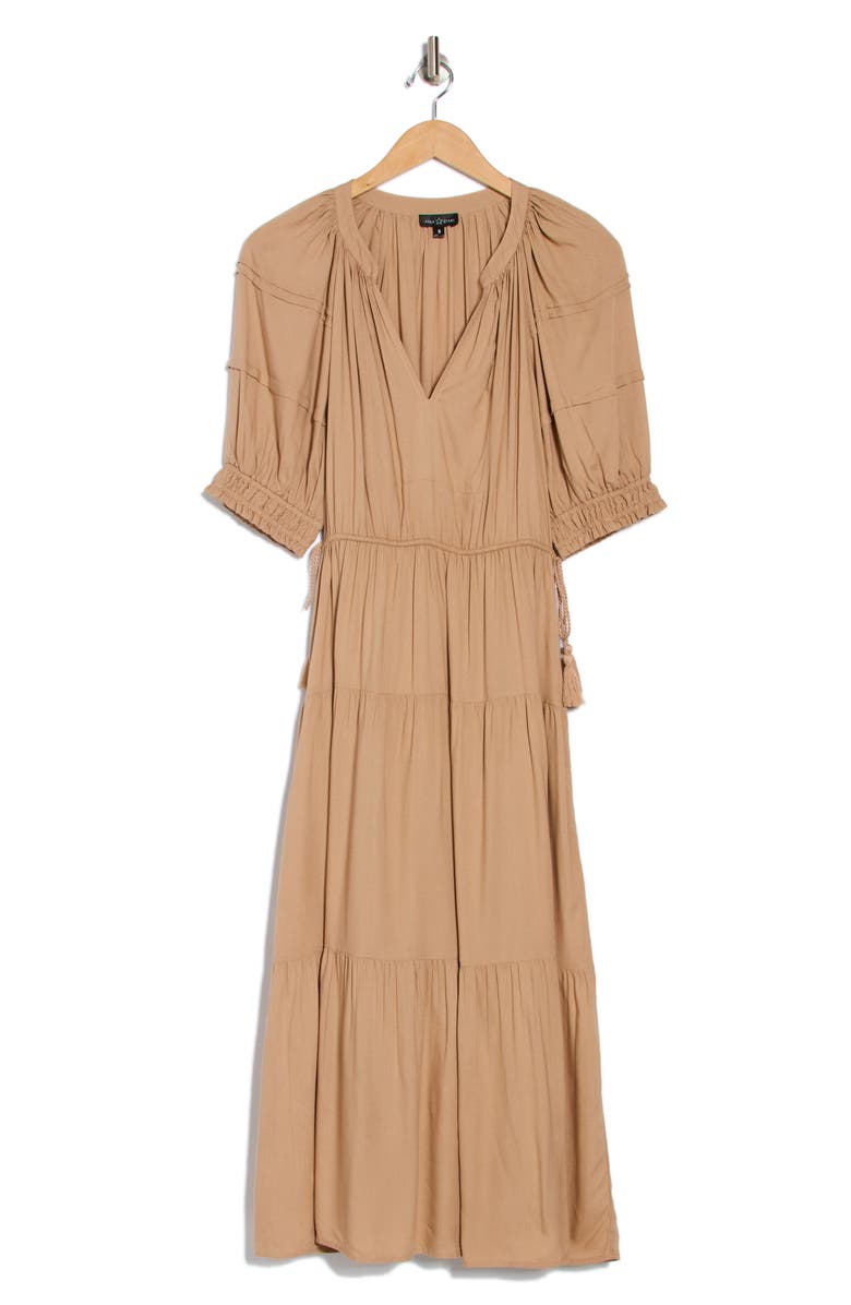 AREA STARS Tassel Tie Midi Dress, Alternate, color, Tan