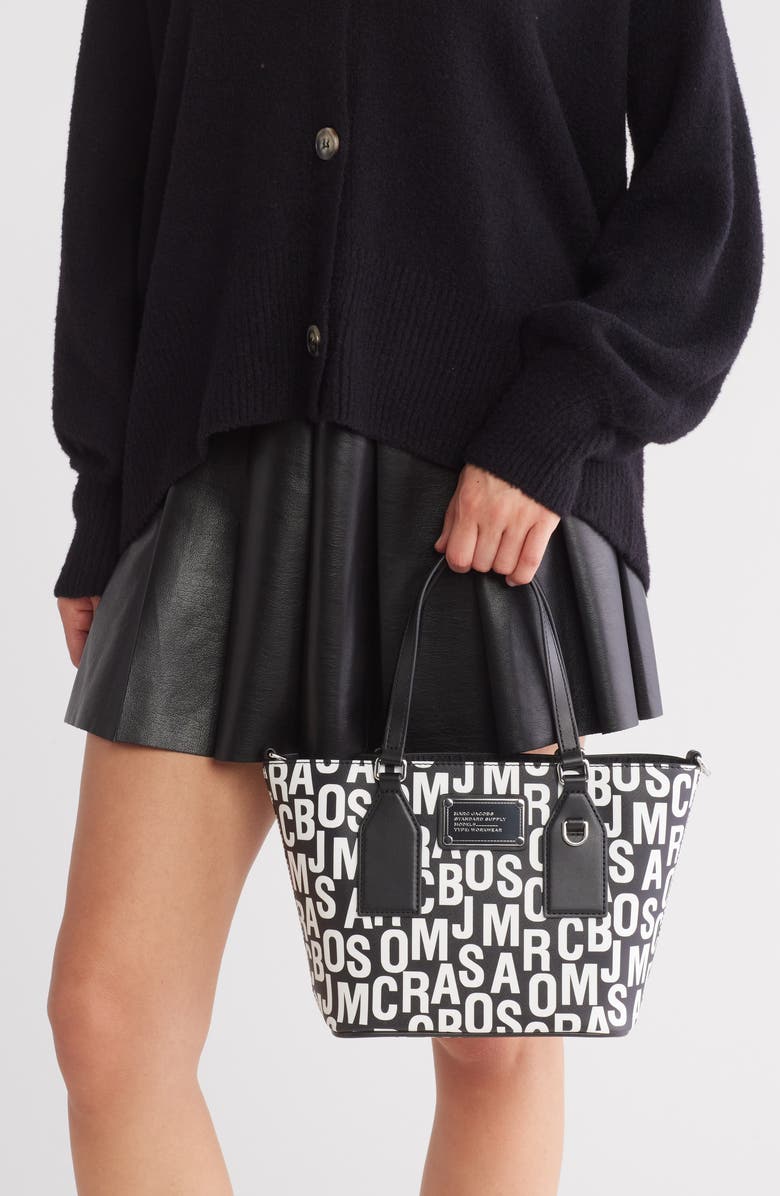 Marc Jacobs Jumbled Logo Small Tote Bag, Alternate, color, Black/ White