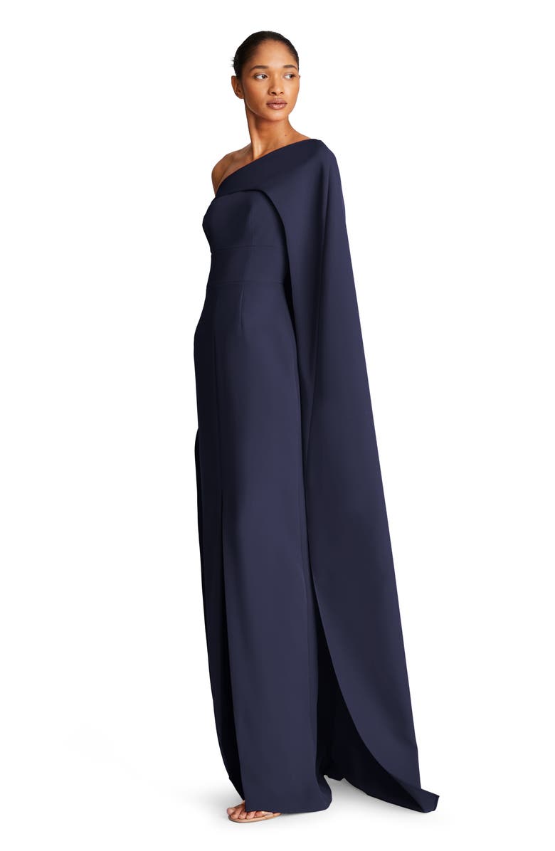 HALSTON Elycia Capelet Stretch Crepe Gown, Alternate, color, 