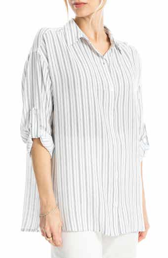 MAX STUDIO Roll Tab Gauze Button-Up Shirt