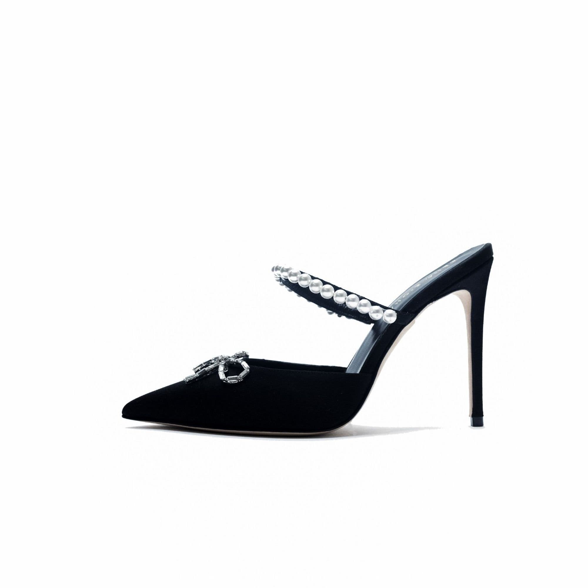 Philippa 100 Pearl Stiletto Mule, Main, color, Black