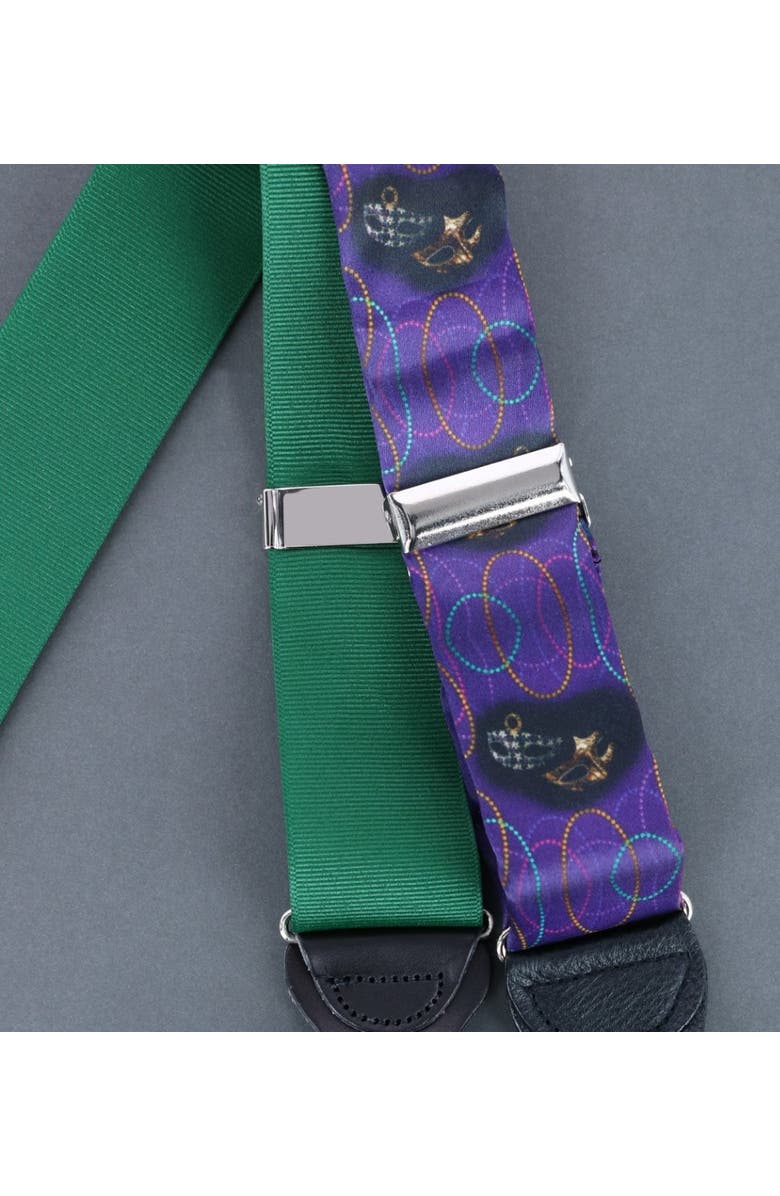 Trafalgar Mardi Gras Celebration Silk Button End Suspenders, Alternate, color, Purple