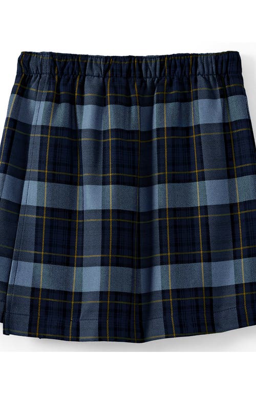 Lands' End School Uniform Girls Plaid A Line Tab Skort Top Of Knee In Blue