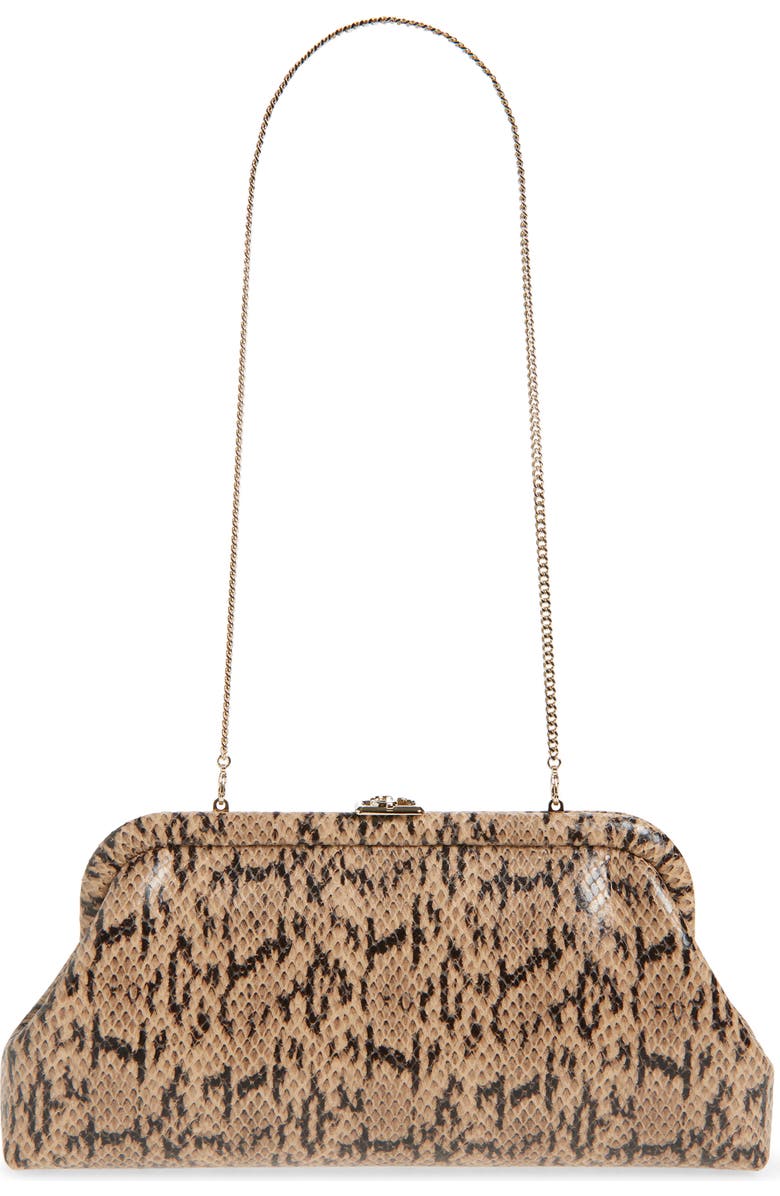 Jimmy Choo Skylar Snake Embossed Clutch, Alternate, color, Chai/ Light Gold