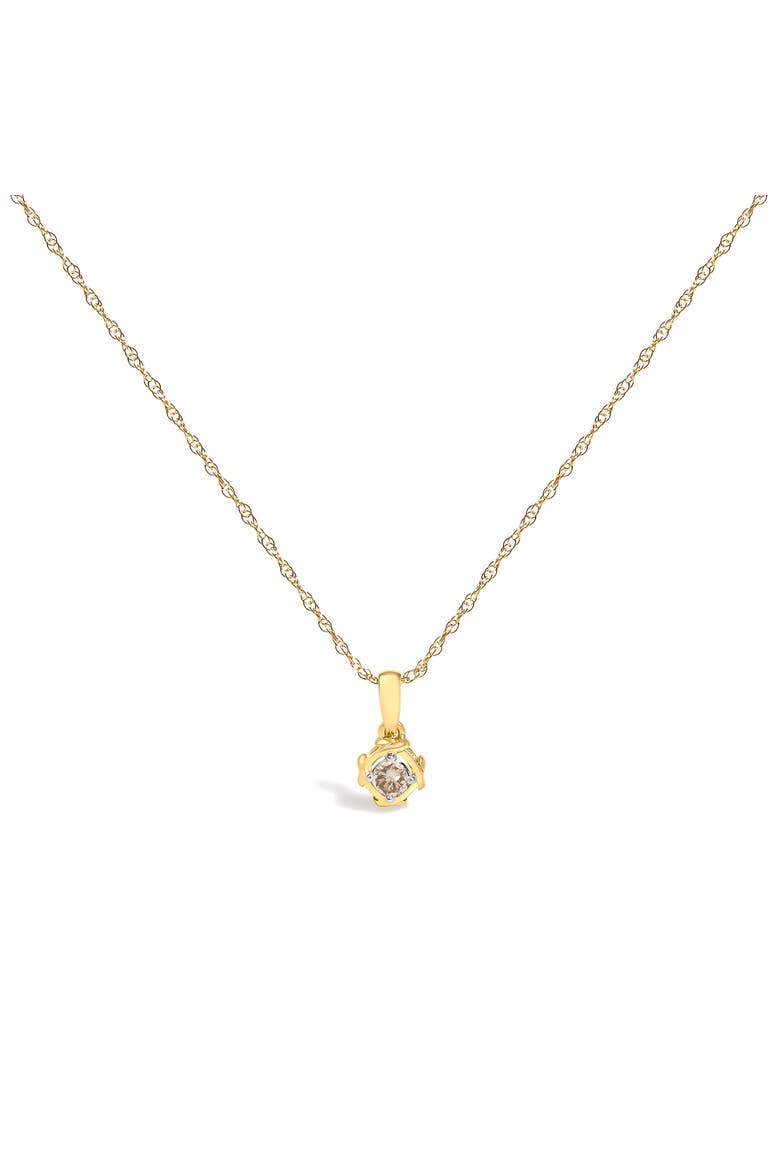 14K Yellow Gold Plated Sterling Silver 1/5 Cttw Diamond Swirl Pendant Necklace, Main, color, Yellow Gold over Silver