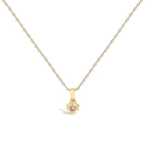 14K Yellow Gold Plated Sterling Silver 1/5 Cttw Diamond Swirl Pendant Necklace
