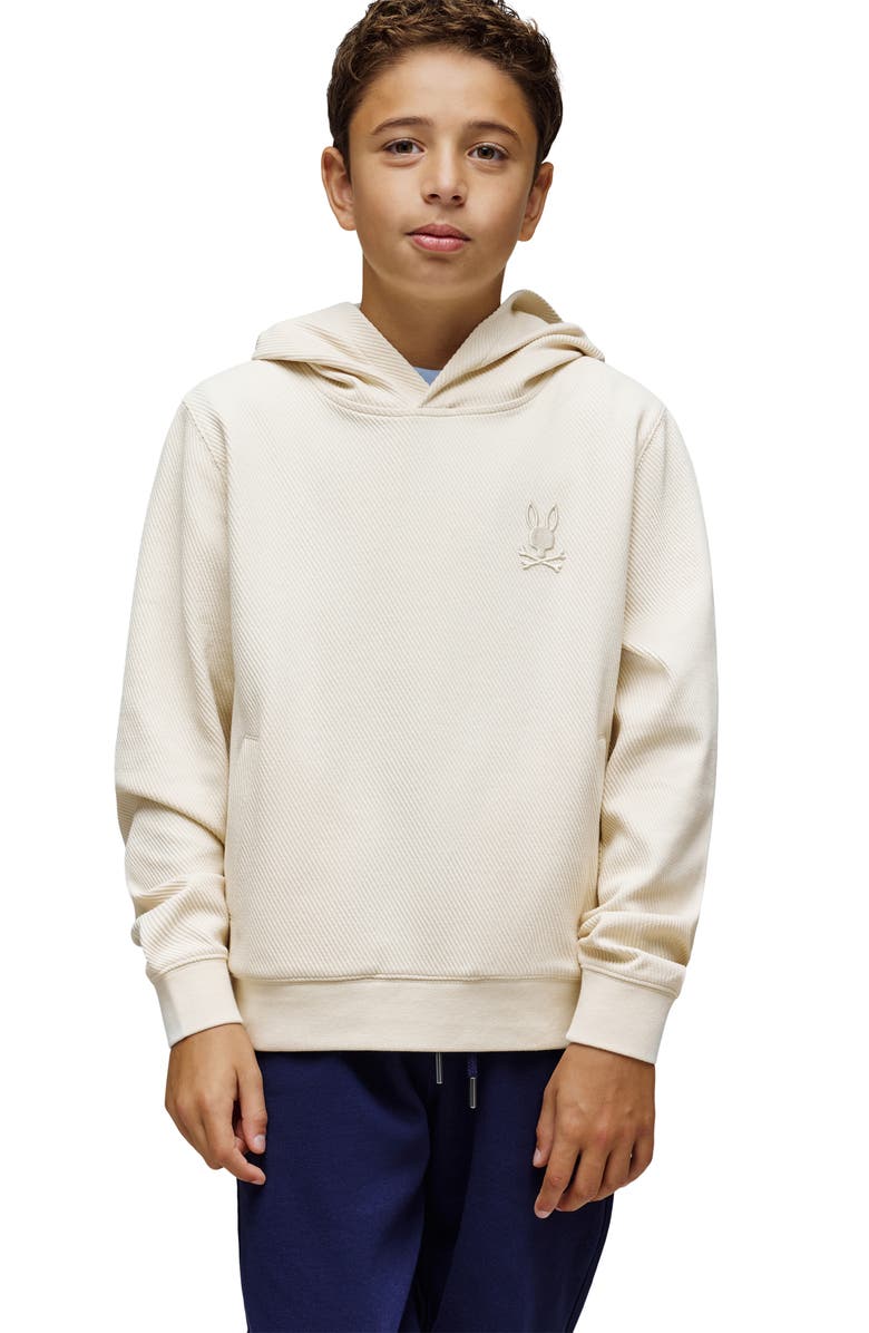 Psycho Bunny Kids' Kai Twill Texture Cotton Blend Hoodie, Alternate, color, 