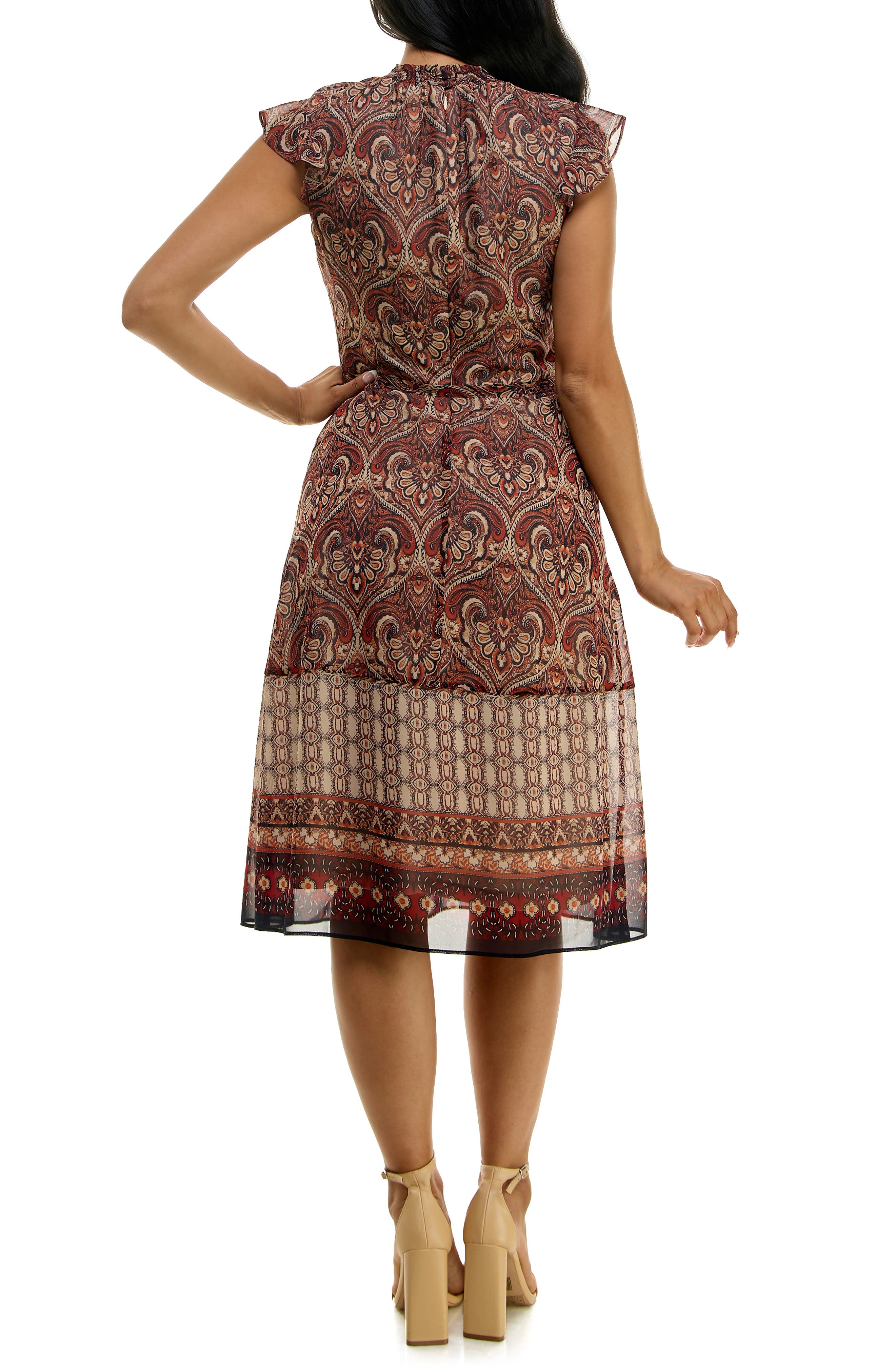 nina leonard smock chiffon midi dress Women's Nina Leonard Smocked Chiffon Mesh Midi Dress