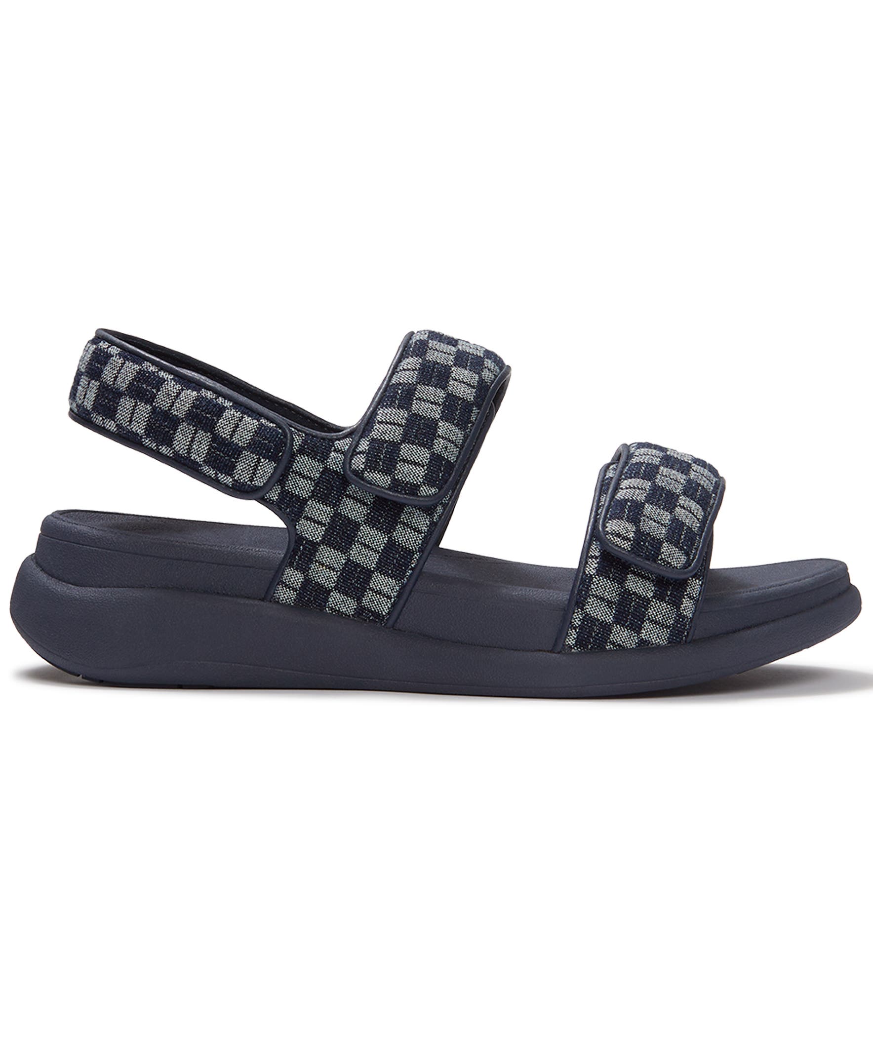F-Mode Go Checkerboard Sandal, Alternate, color, Dark Denim