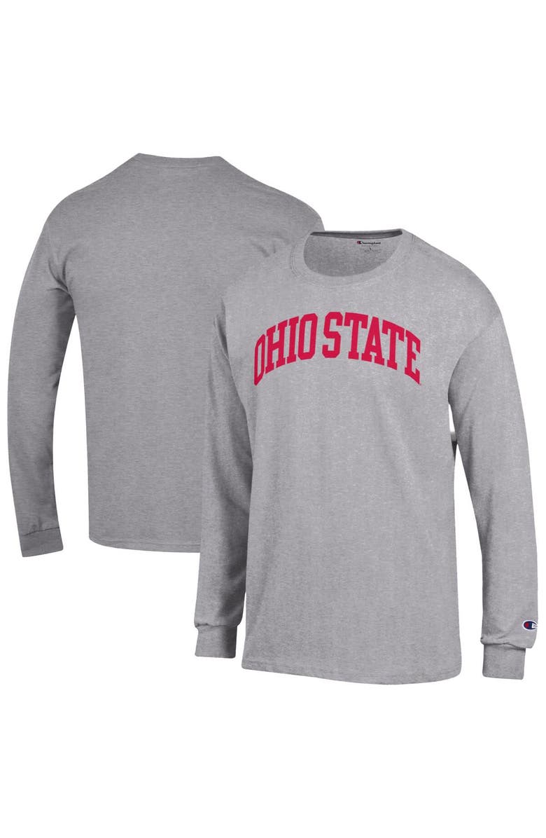 Champion Men's Champion  Heather Gray Ohio State Buckeyes Basic Arch Long Sleeve T-Shirt, Alternate, color, 