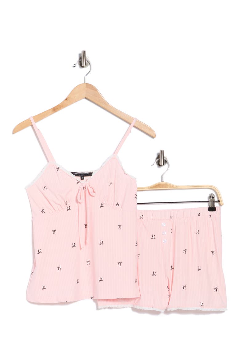 Bow Print Camisole & Shorts Pajama Set, Alternate, color, ICY PINK