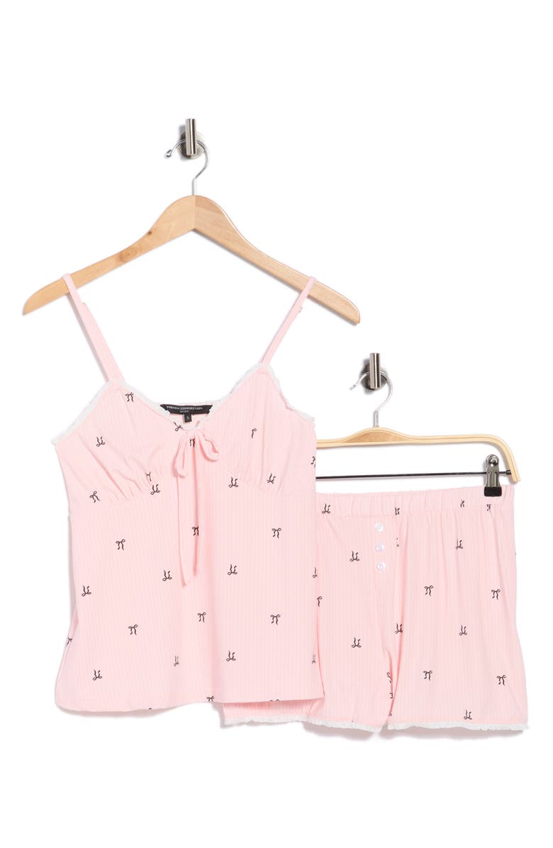 French Connection Bow Print Camisole & Shorts Pajama Set, Alternate, color, Icy Pink