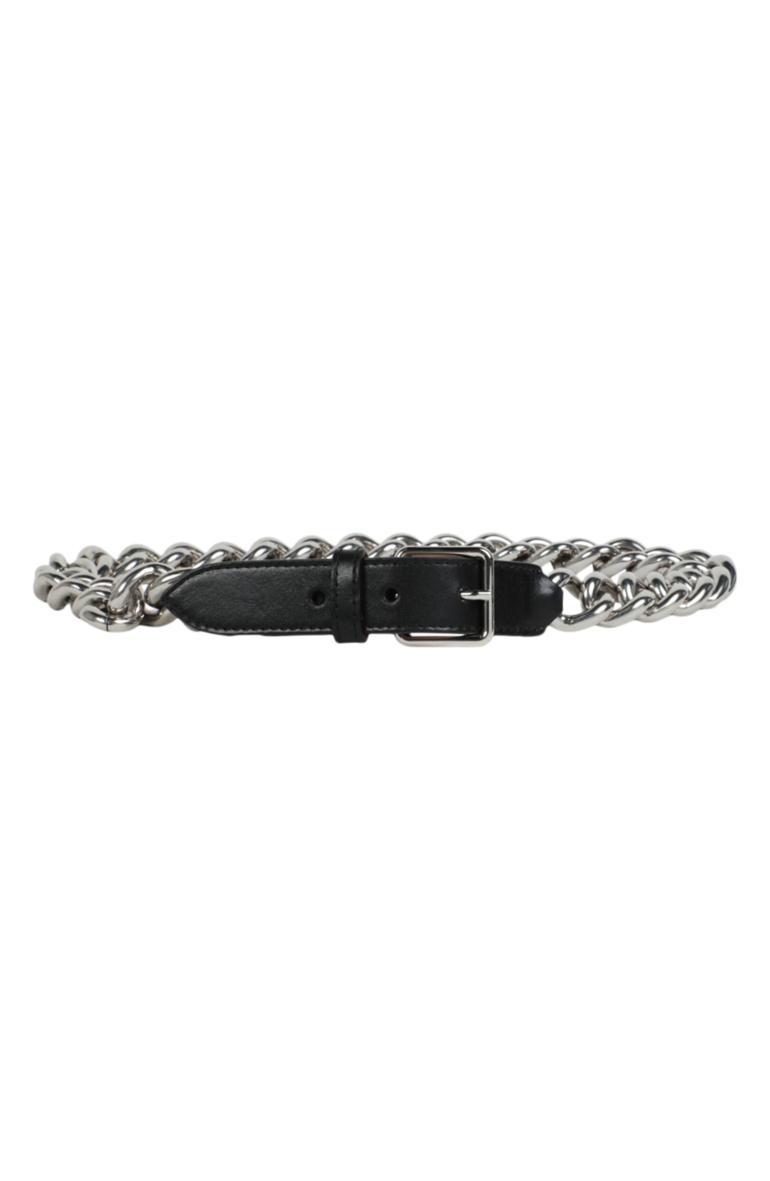 Alexander McQueen Puma Chain Trim Leather Belt