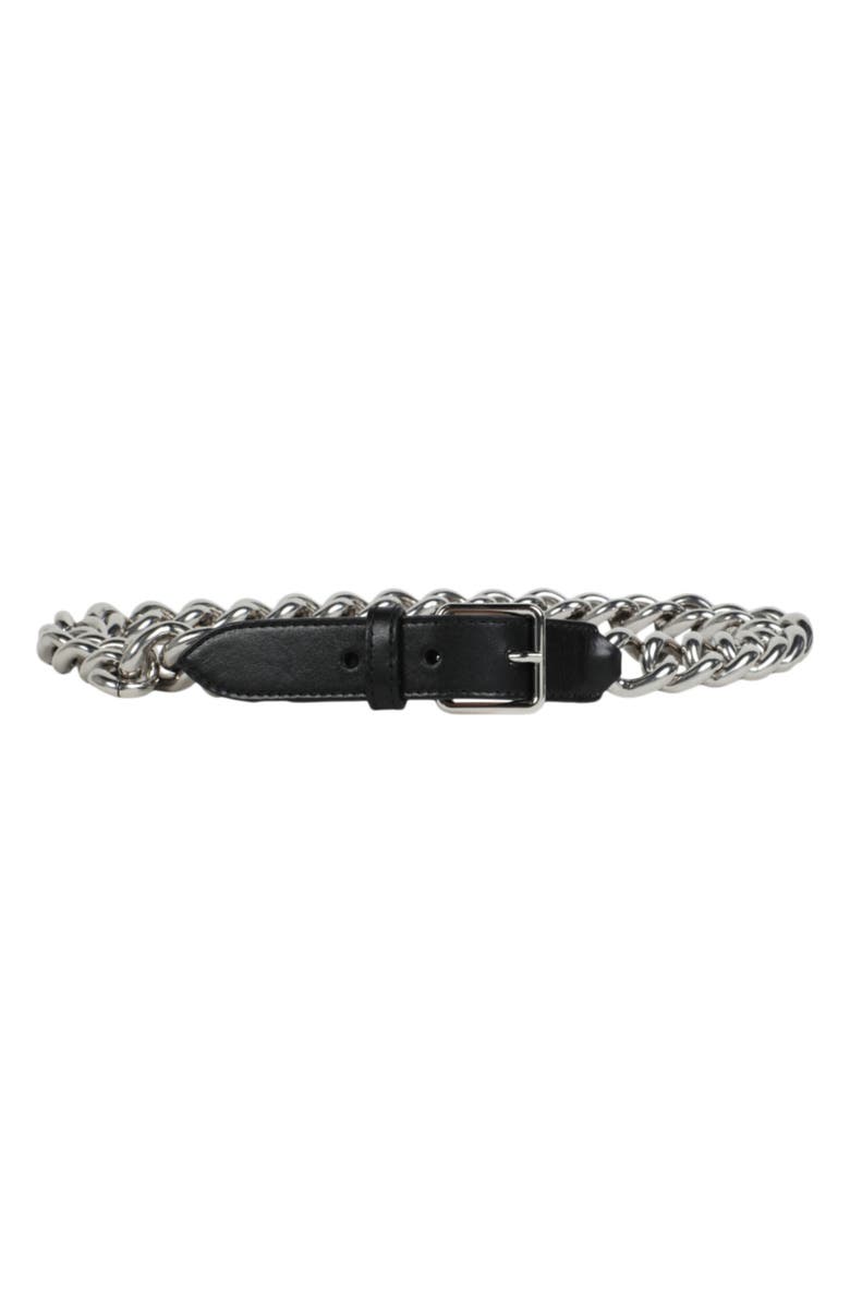 Alexander McQueen Puma Chain Trim Leather Belt, Main, color, 