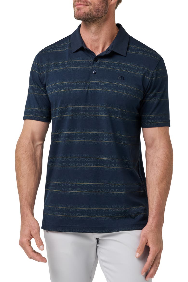 Heater Jersey Striped Performance Polo, Main, color, TOTAL ECLIPSE