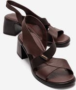 Forever & Always Shoes Crina Elasticated Leather Chunky Heel Sandal