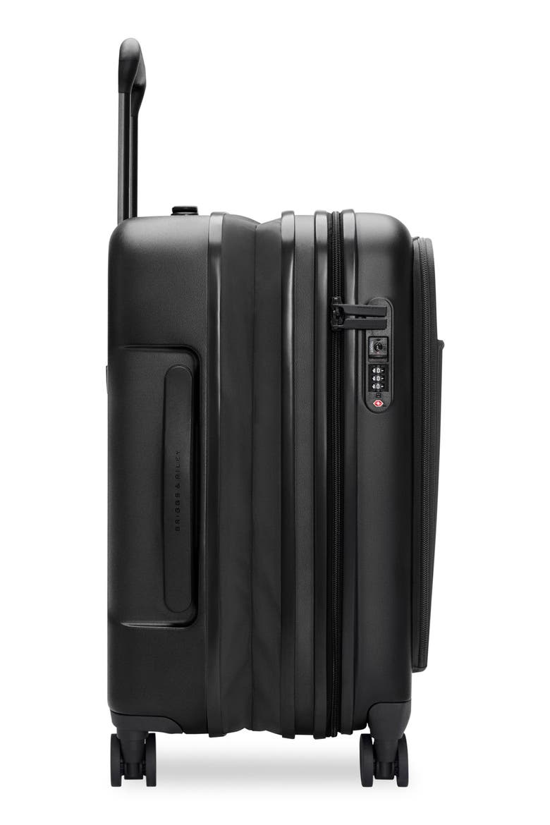 Sympatico Essential 22-Inch Front Pocket Expandable Spinner Carry-On, Alternate, color, BLACK