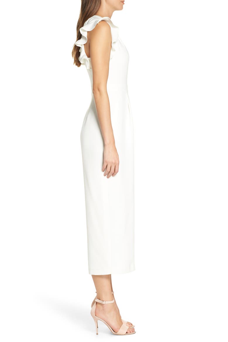Ruffle Wide Leg Crop Jumpsuit, Alternate, color, IVORY