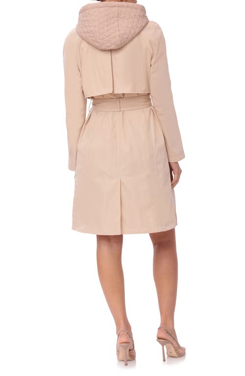Avec Les Filles Single Breasted Coat With Quilted Hooded Insert In Gaia