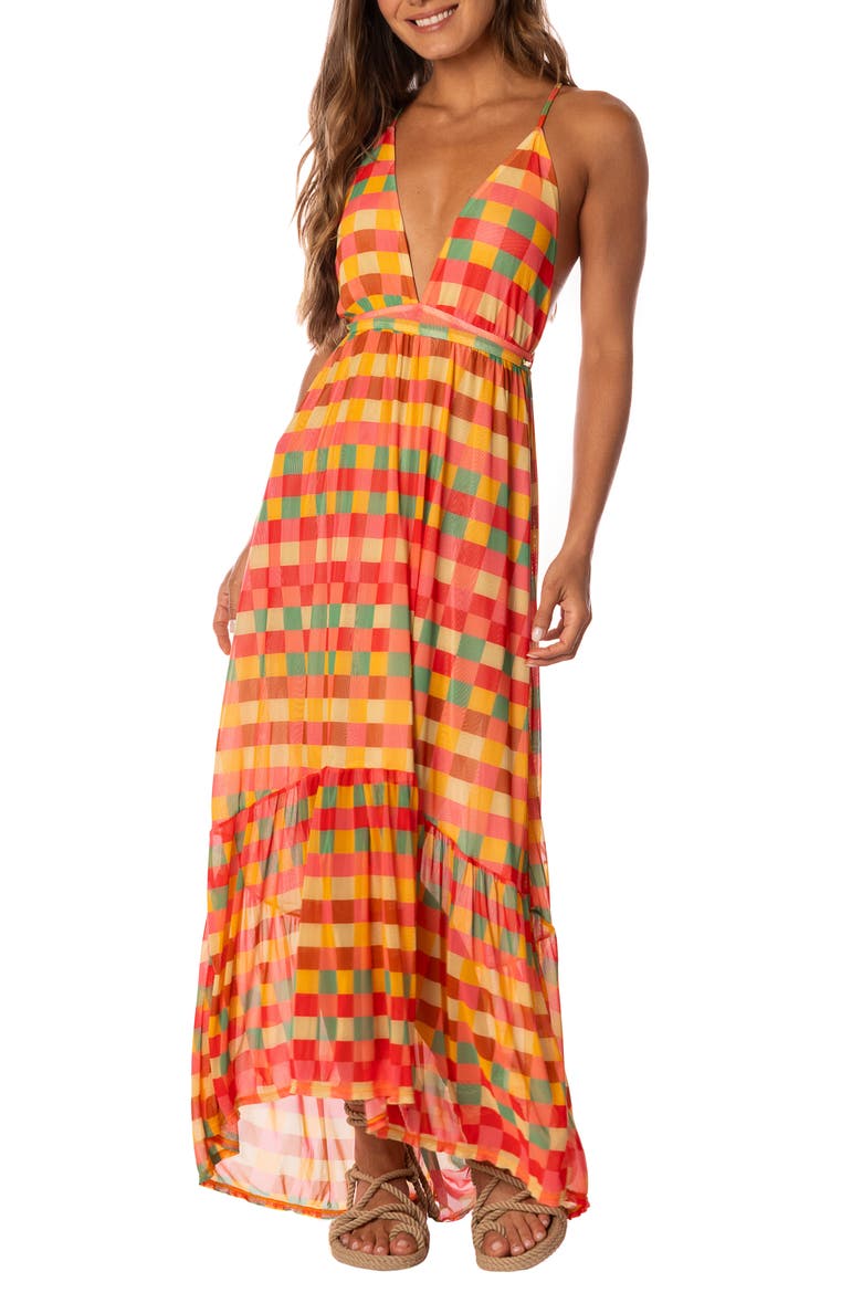 Golden Gambit Moon Bay Cover-Up Dress, Main, color, OPEN RED