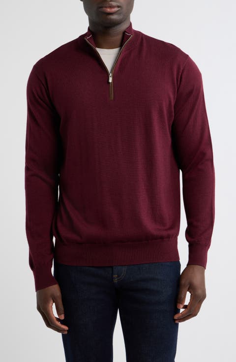 Autumn Crest Suede Trim Quarter Zip Sweater