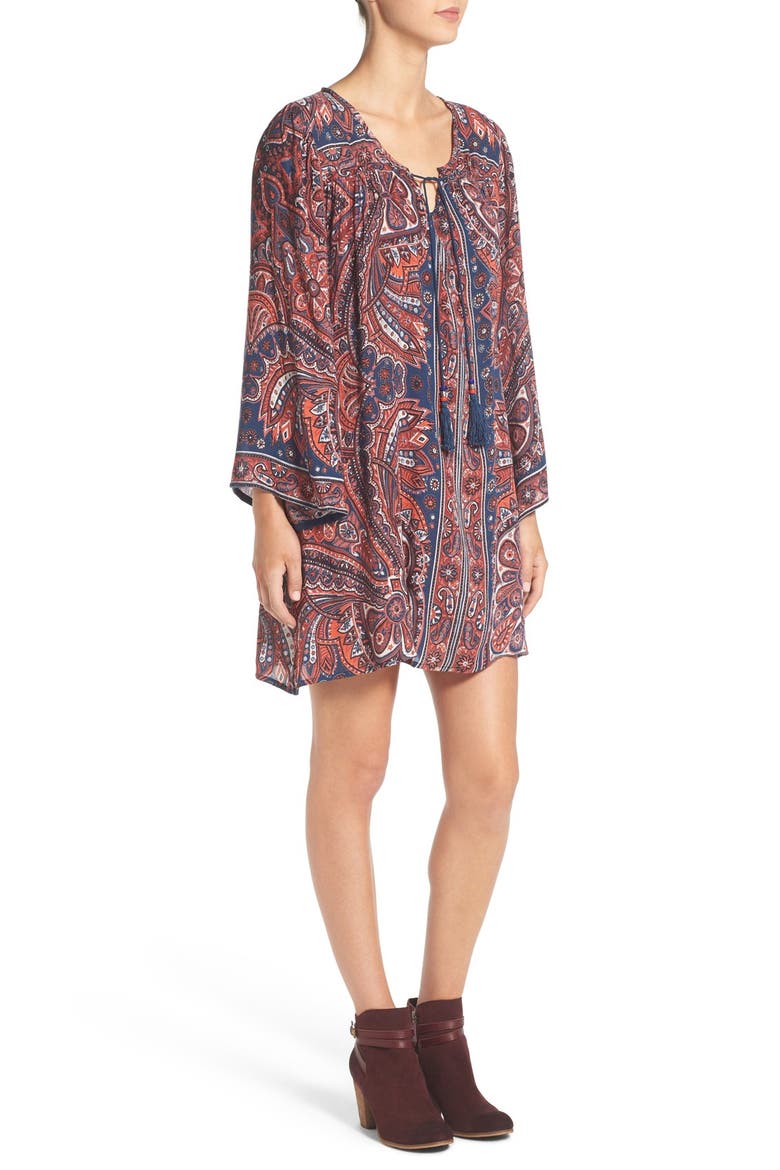 Print Shift Dress, Alternate, color, INDIGO