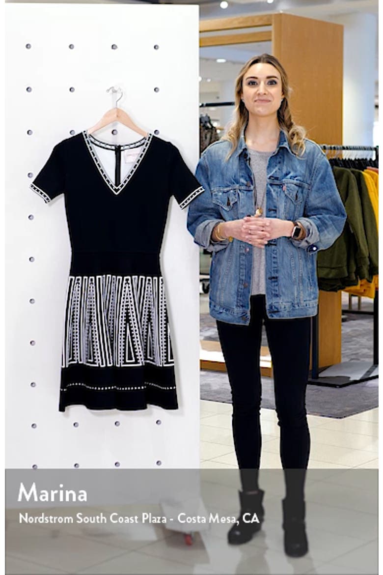 Jacquard Fit & Flare Sweater Dress video