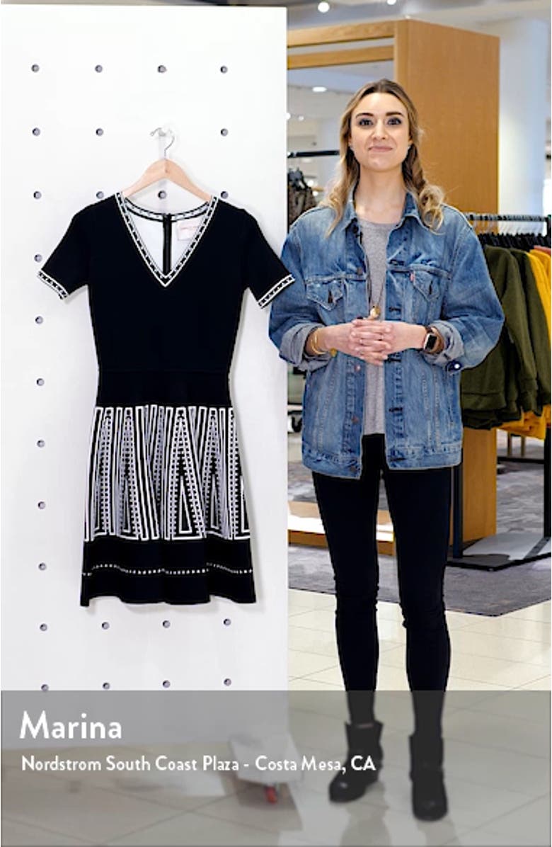 Jacquard Fit & Flare Sweater Dress, sales video thumbnail